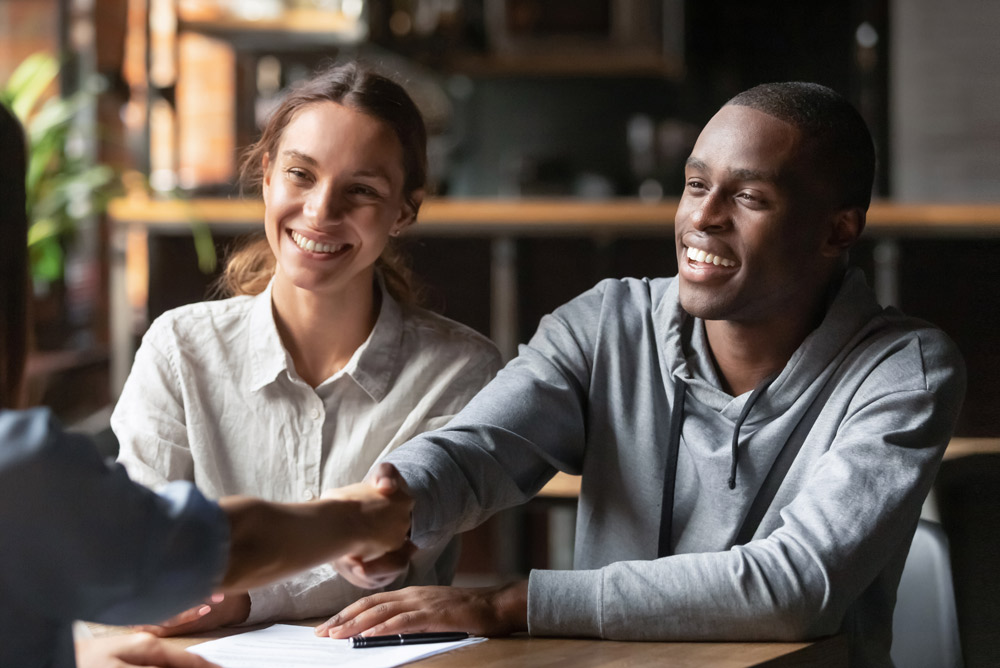 Couple working with realtor